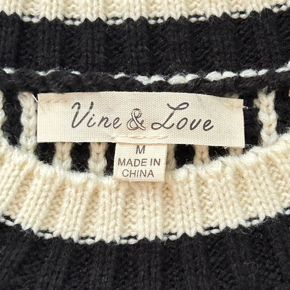 Vine & Love Womens Polka Dot & Striped Ballon Sleeve Crewneck Pullover Sweater-M - Picture 4 of 7